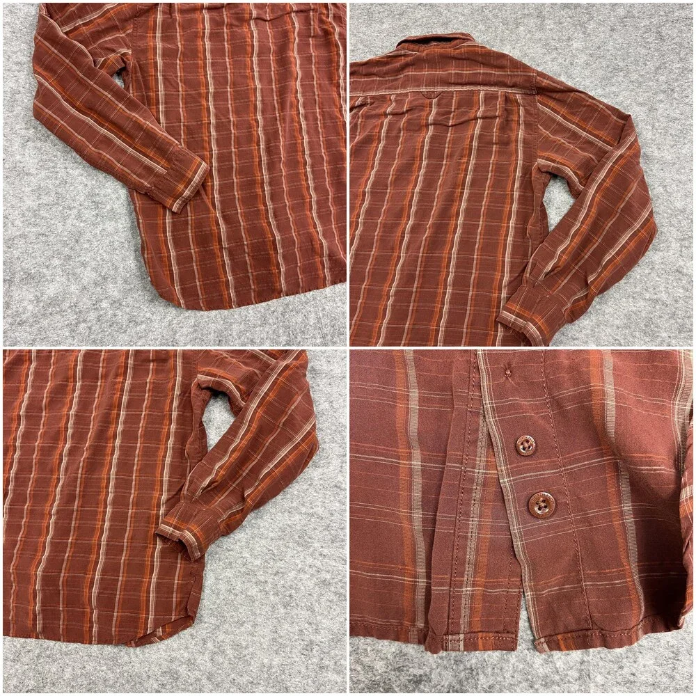 The North Face Shirt Mens M Red Brown Plaid Button Up Casual Pocket Outdoors